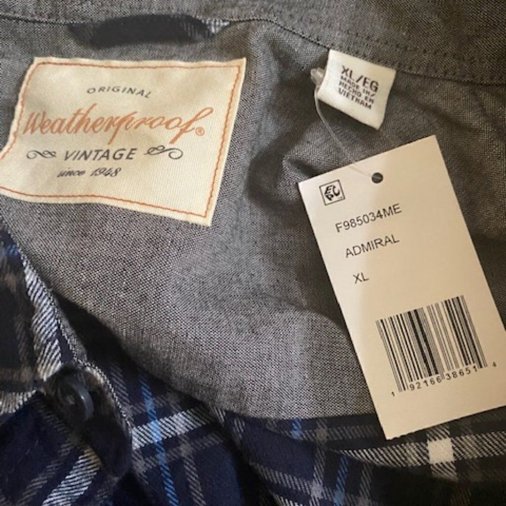 Original Weatherproof Admiral button-down blue, white plaid shirt, size XLarge - Picture 3 of 3